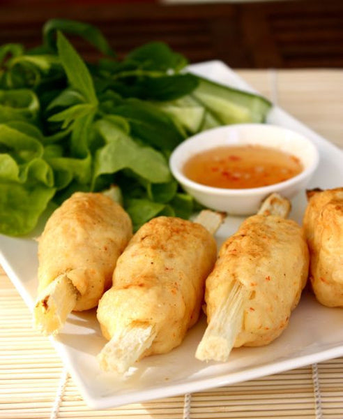 Vegetable Kebab On Sugar Cane Skewers (Tom Ba Mia) (Vietnam)